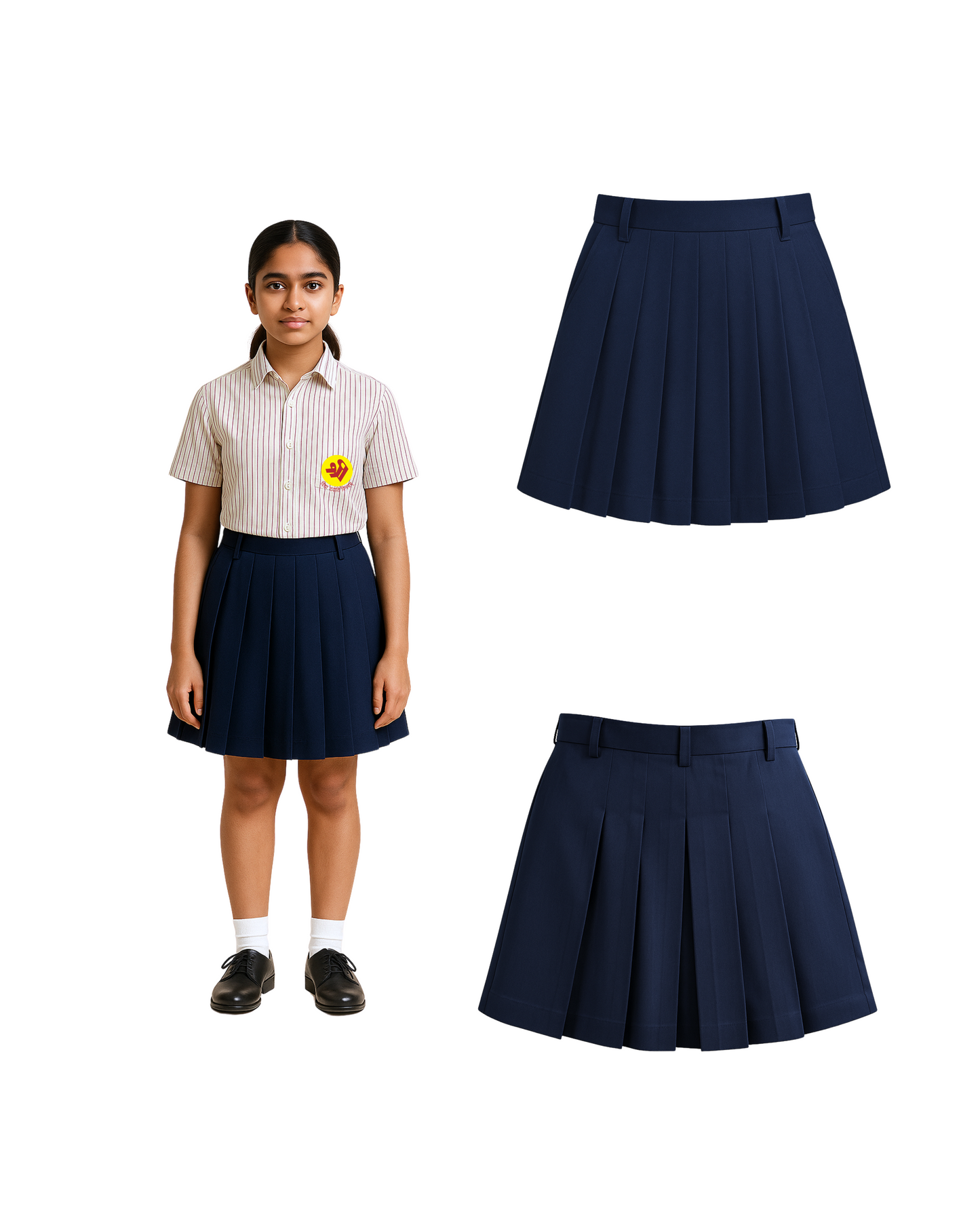 The Shri Ram Navy Pleated Skirt