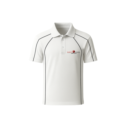Suncity Sports Polo T-Shirt (White, Orange, Blue)