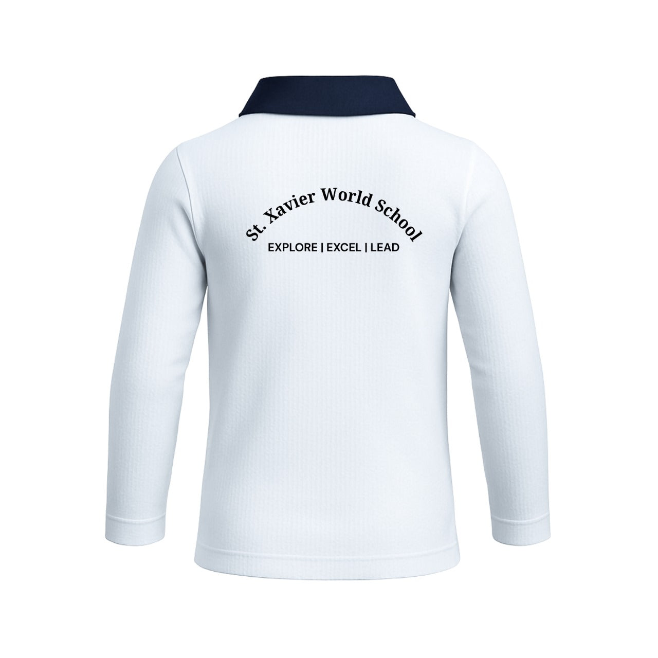 St. Xavier’s World School Winter Polo (White – Needle Drop Fabric)
