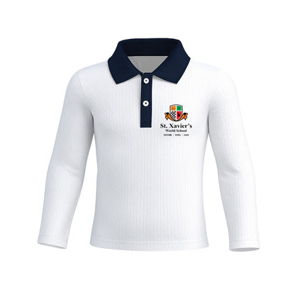St. Xavier’s World School Winter Polo (White – Needle Drop Fabric)