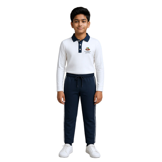 St. Xavier’s World School Winter Polo (White – Needle Drop Fabric)